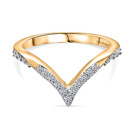 LUXURIANT Lab Grown Diamond Wishbone Ring in 18K Vermeil Yellow Gold Over Sterling Silver 0.24 Ct.