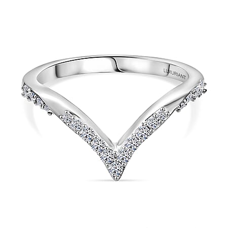 LUXURIANT Lab Grown Diamond Wishbone Ring in Rhodium Overlay Sterling Silver 0.24 Ct.