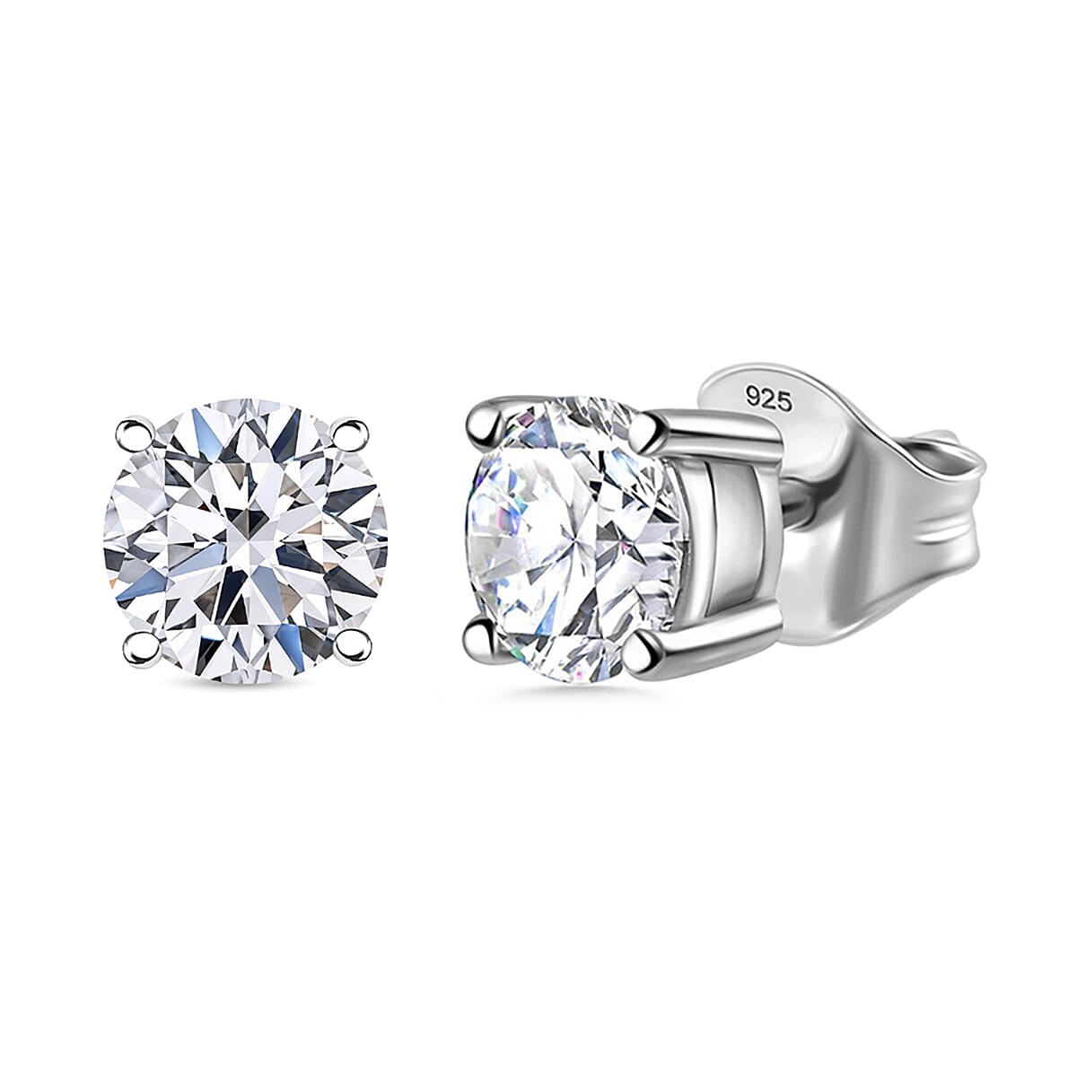 Luxuriant 9K White Gold SGL Certified (SI-GH) Round Brilliant Cut Lab Grown Diamond Stud Push Back Earrings 2.00 Ct.