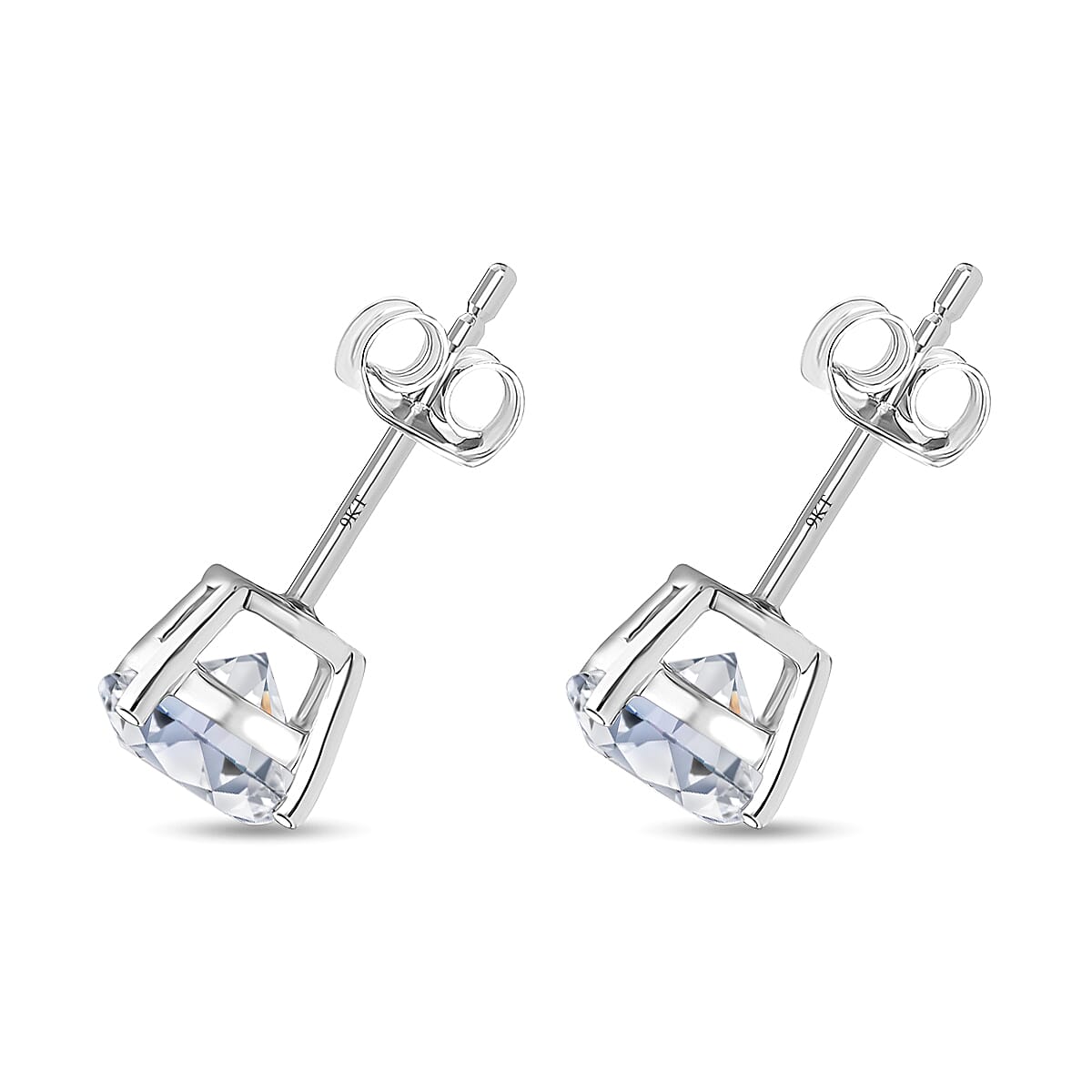 Luxuriant 9K White Gold SGL Certified (SI-GH) Round Brilliant Cut Lab Grown Diamond Stud Push Back Earrings 2.00 Ct.
