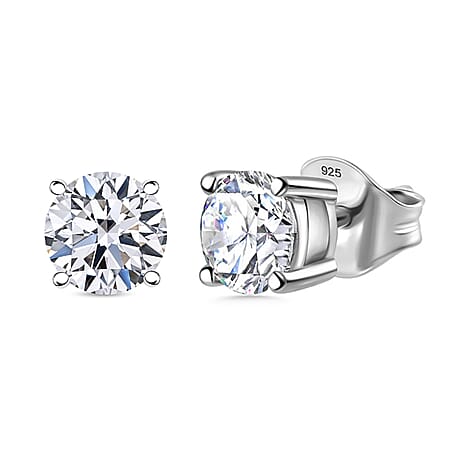 Luxuriant 9K White Gold SGL Certified (SI-GH) Round Brilliant Cut Lab Grown Diamond Stud Push Back Earrings 2.00 Ct.