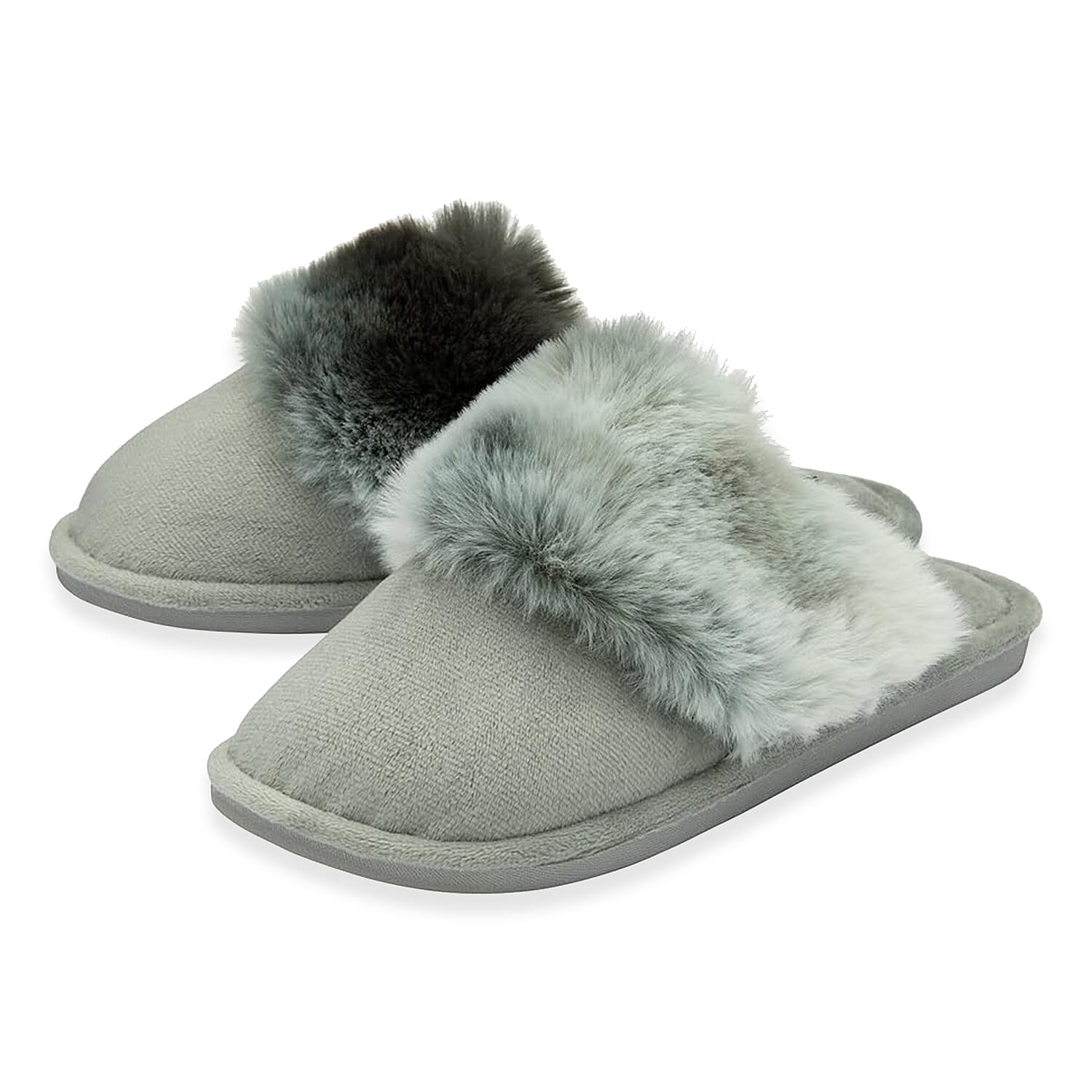 Dunlop Romily Plush Velour Upper Mule Slippers (Size 3) - Grey