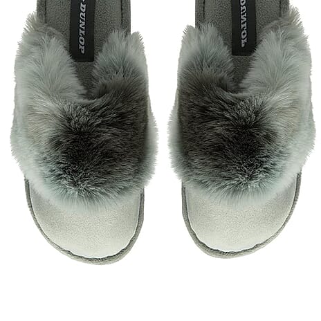 Dunlop Romily Plush Velour Upper Mule Slippers (Size 3) - Grey