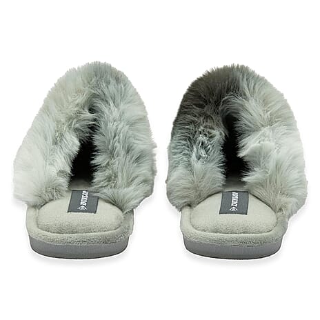 Dunlop Romily Plush Velour Upper Mule Slippers (Size 3) - Grey