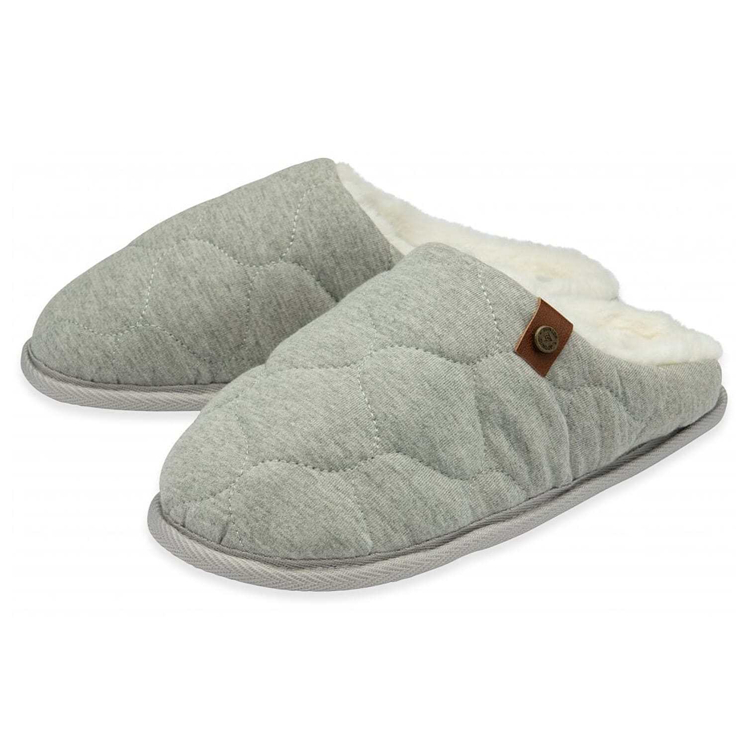Dunlop Luxurious Uma Fleece Lined Mule Slippers (Size 6) - Grey