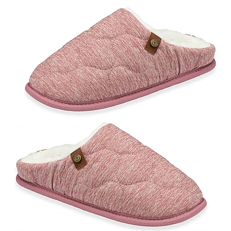 Dunlop Luxurious Uma Fleece Lined Mule Slippers (Size 5) - Pink