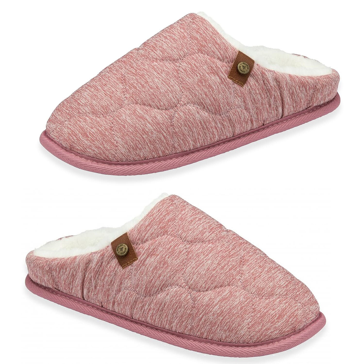 Dunlop Luxurious Uma Fleece Lined Mule Slippers (Size 6) - Pink