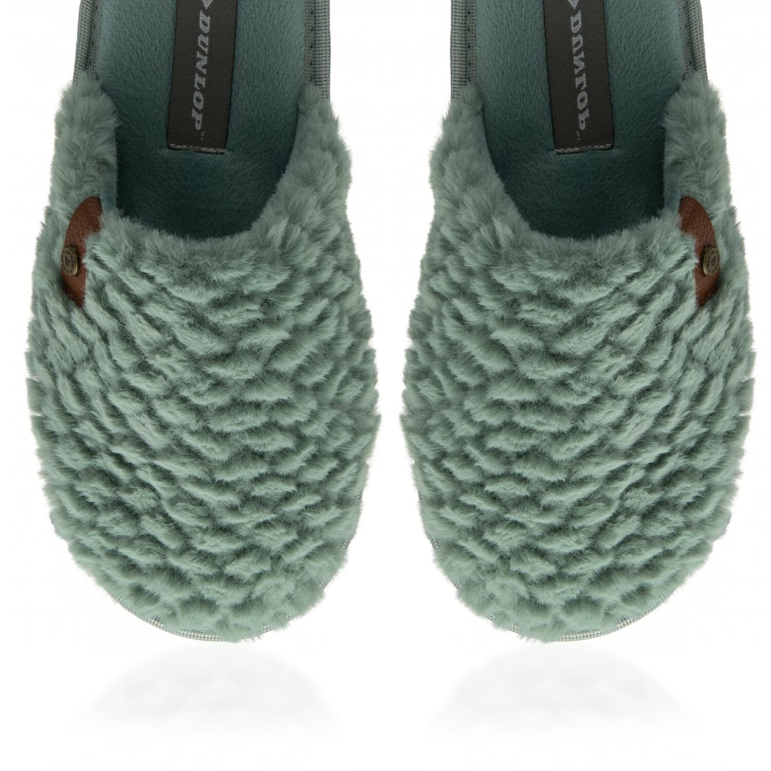 Dunlop Iris Textured Faux Fur Mule Slippers (Size 5) - Green