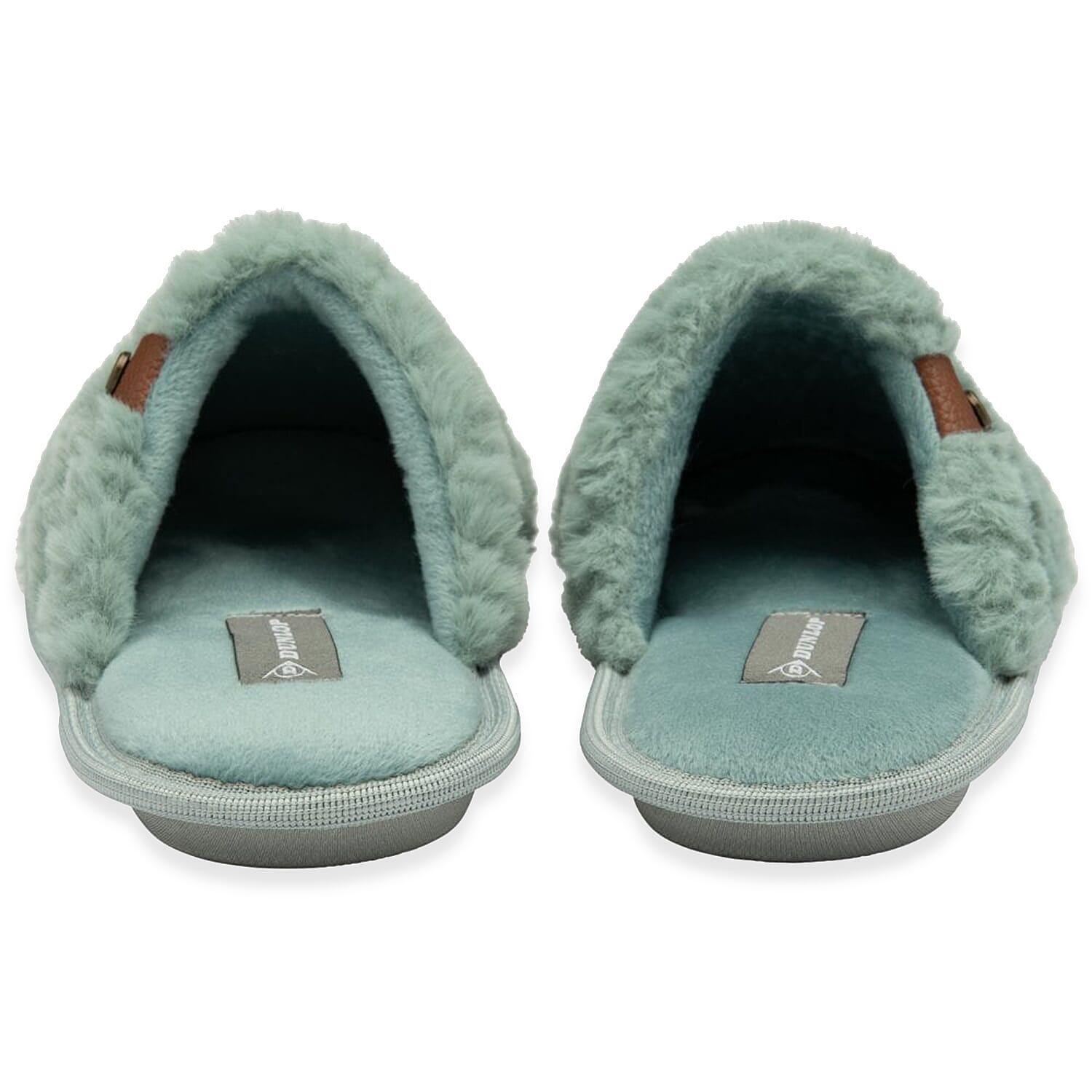 Dunlop Iris Textured Faux Fur Mule Slippers (Size 6) - Green