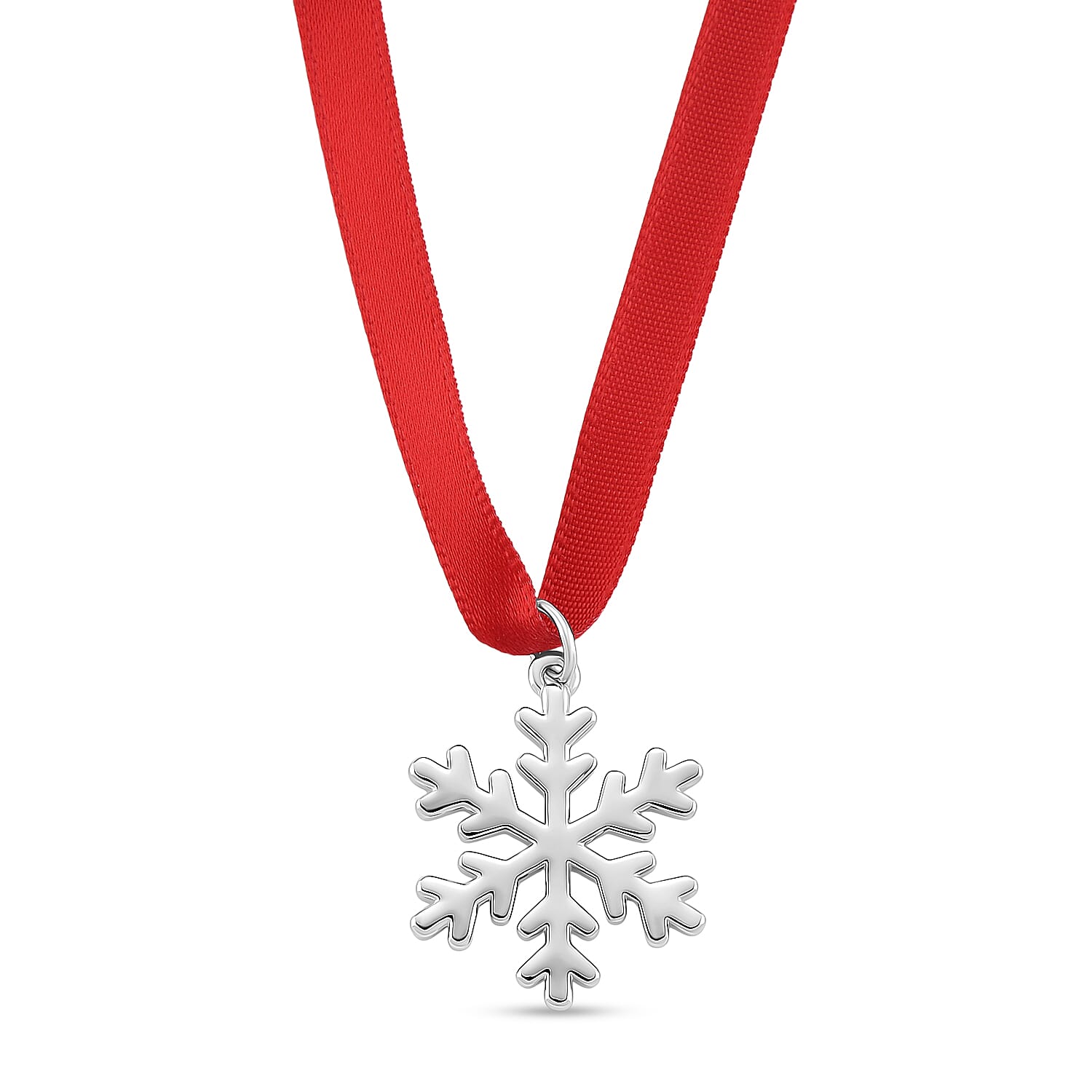 Lucy Q - Snowflake Bauble Collection Pendant with Red Ribbon