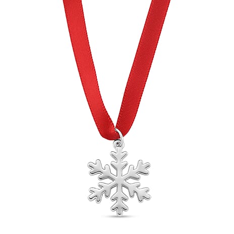Lucy Q - Snowflake Bauble Collection Pendant with Red Ribbon