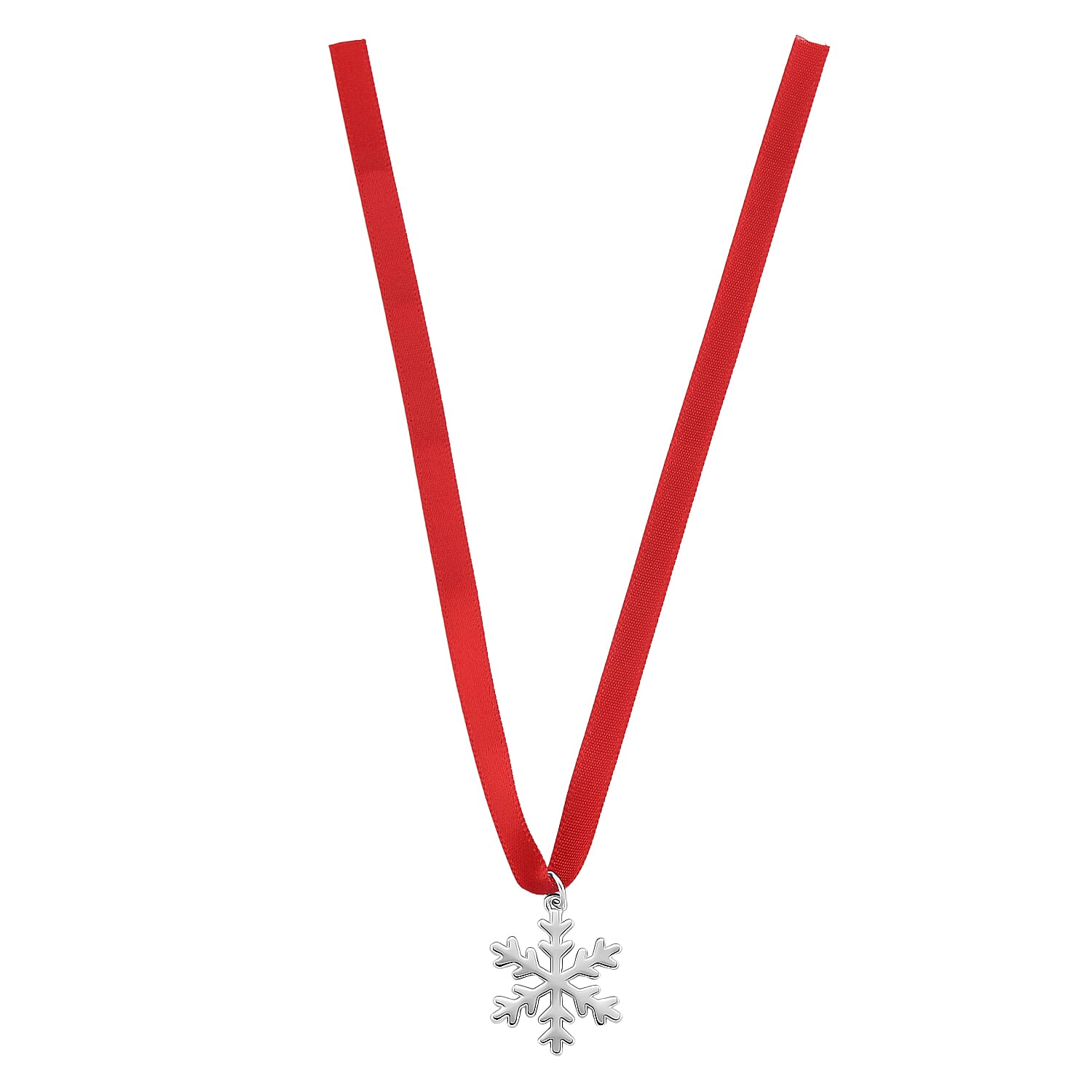 Lucy Q - Snowflake Bauble Collection Pendant with Red Ribbon