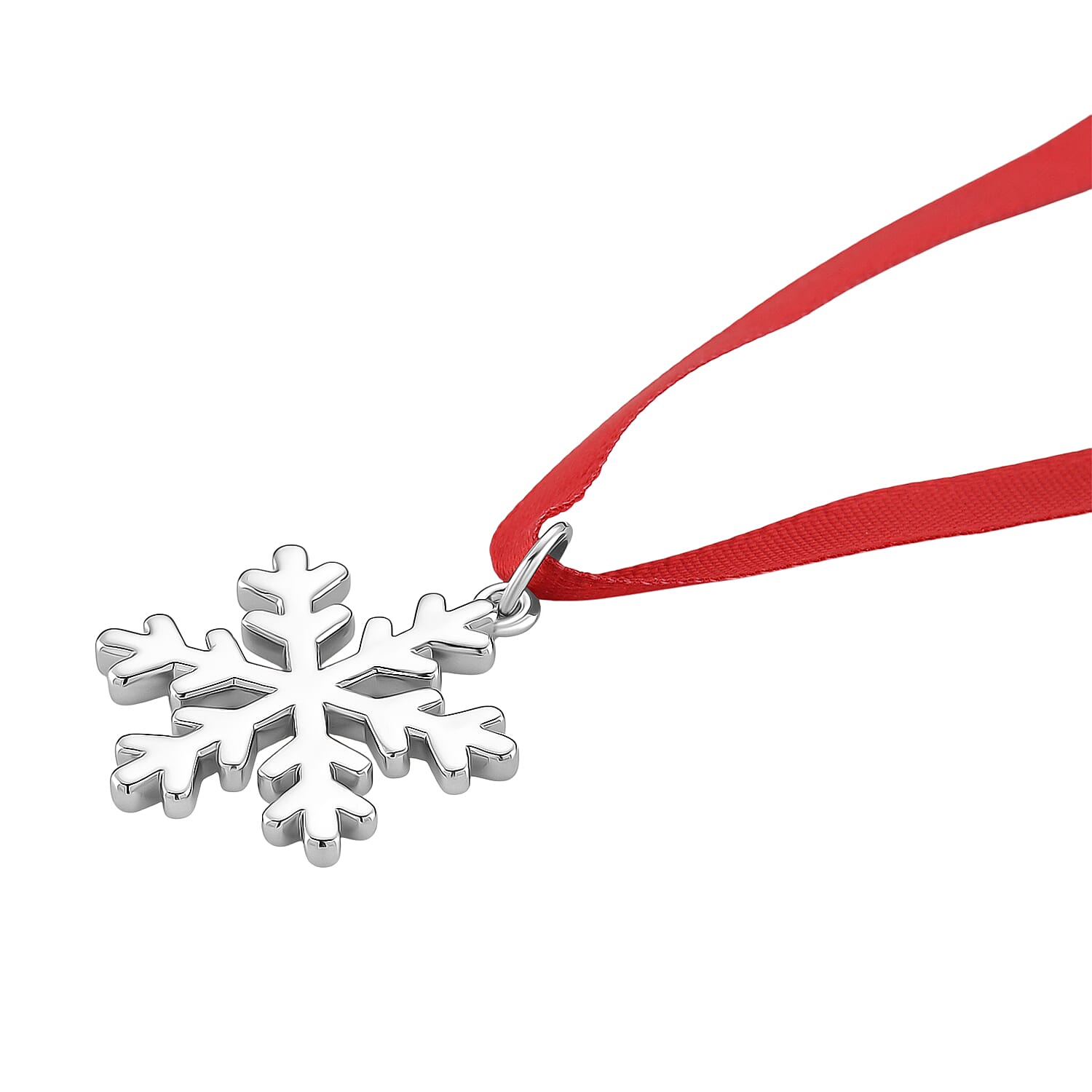 Lucy Q - Snowflake Bauble Collection Pendant with Red Ribbon