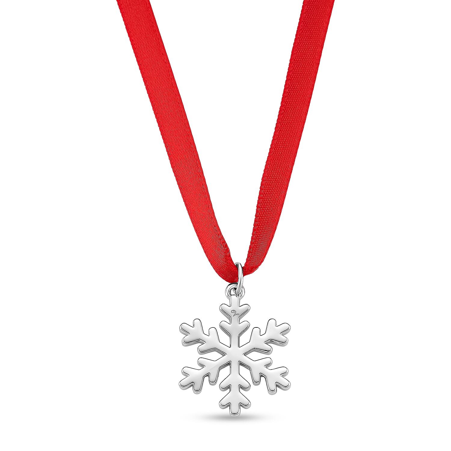 Lucy Q - Snowflake Bauble Collection Pendant with Red Ribbon