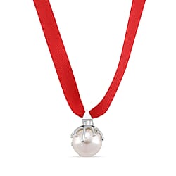 Lucy Q-Drop Bauble Collection White Shell Pearl Pendant with Red Ribbon