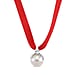 Lucy Q-Drop Bauble Collection White Shell Pearl Pendant with Red Ribbon
