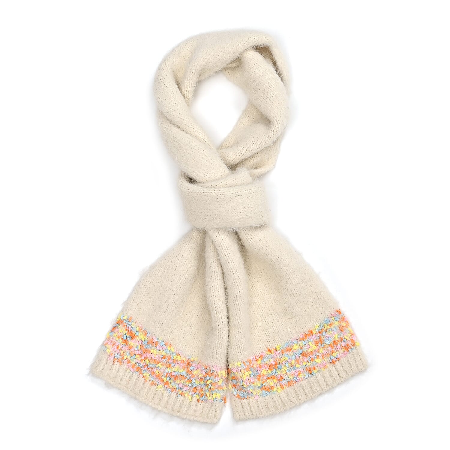 - Maisi Knitted Cozy Set of Two Scarf and Hat - Cream