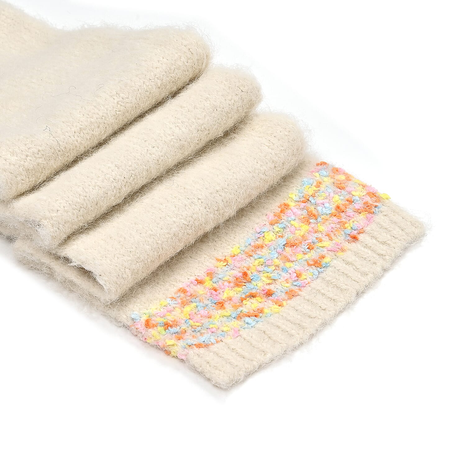 - Maisi Knitted Cozy Set of Two Scarf and Hat - Cream