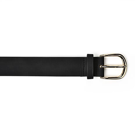 Classic Leather Suede Belt (Size M) - Dark Black