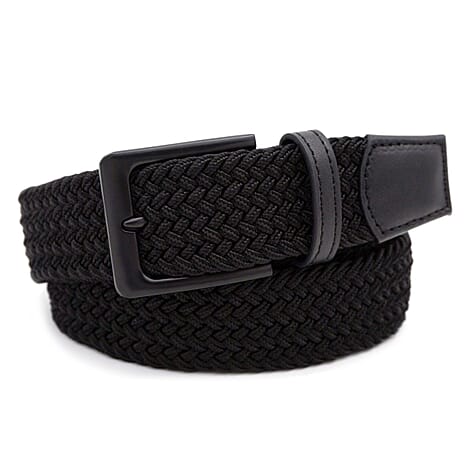 Unisex Elastic Casual Weave Belt (Size S-M) - Black