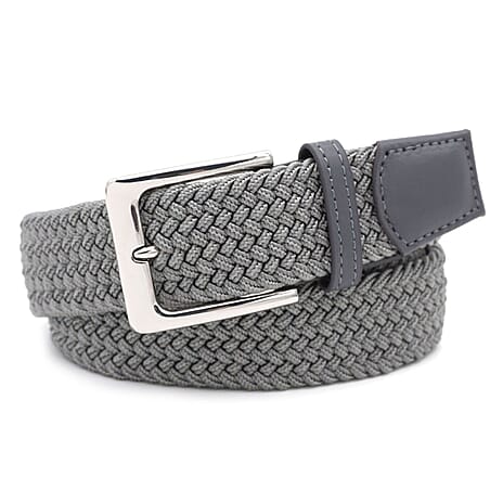 Unisex Elastic Casual Weave Belt (Size S-M) - Grey