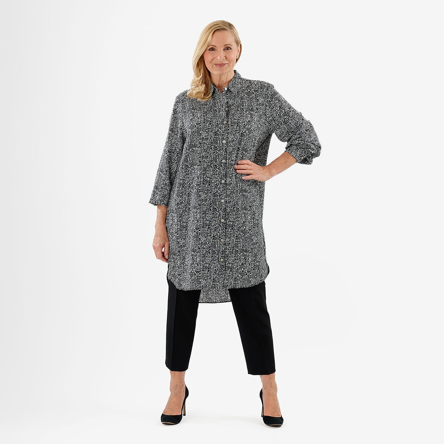 Closeout Deal: Stylish Longline Button-Down Shirt