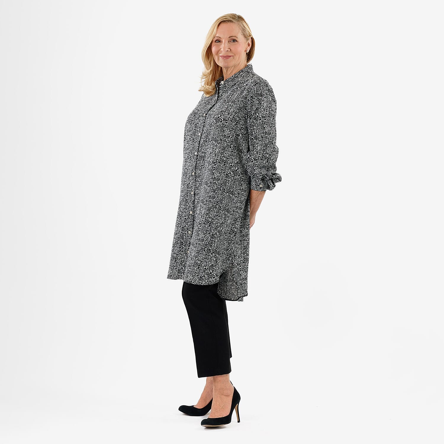 Closeout Deal: Stylish Longline Button-Down Shirt