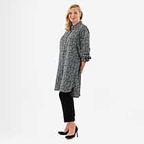 Closeout Deal- Stylish Longline Button-Down Shirt (Size 8) - Black & White