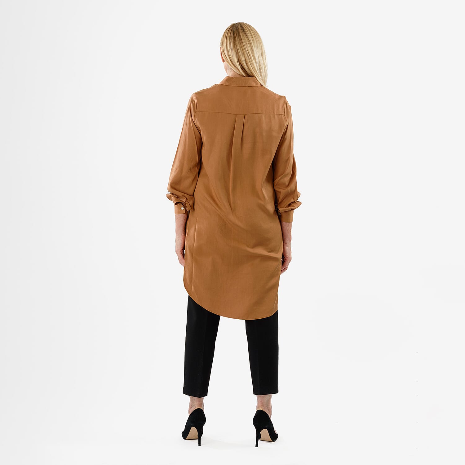 Closeout Deal: Stylish Longline Button-Down Shirt