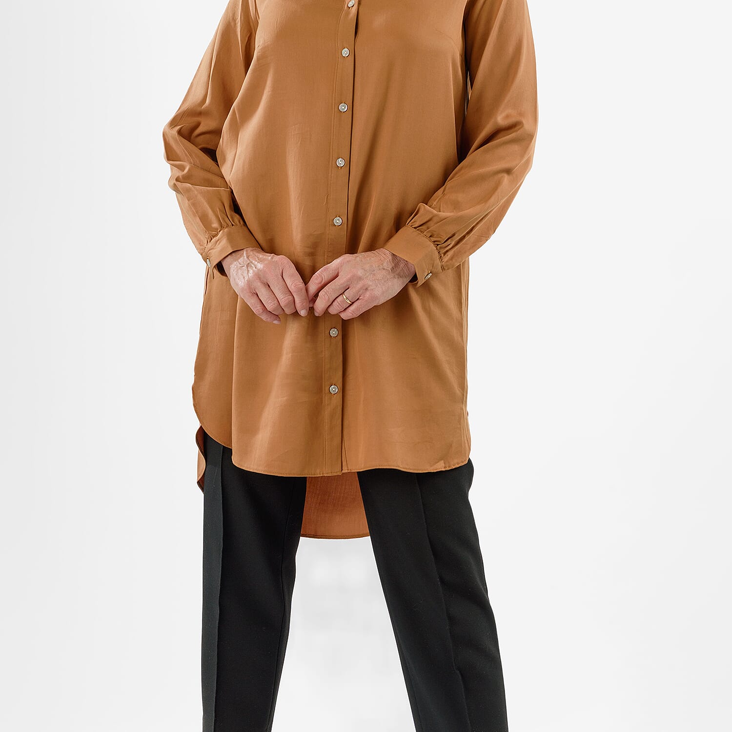 Closeout Deal: Stylish Longline Button-Down Shirt
