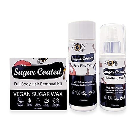 Sugar Coated - 100% Natural Hair Removal Kit (Includes Talc, Wax & Soothing Spray)