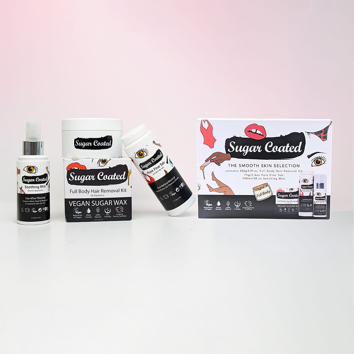 Sugar Coated - 100% Natural Hair Removal Kit (Includes Talc, Wax & Soothing Spray)