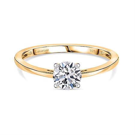 LUXURIANT 1 Ct. Lab Grown Diamond Brilliant-Cut Solitaire Ring in 18K Vermeil Yellow Gold Over Sterling Silver (SI-G/H)