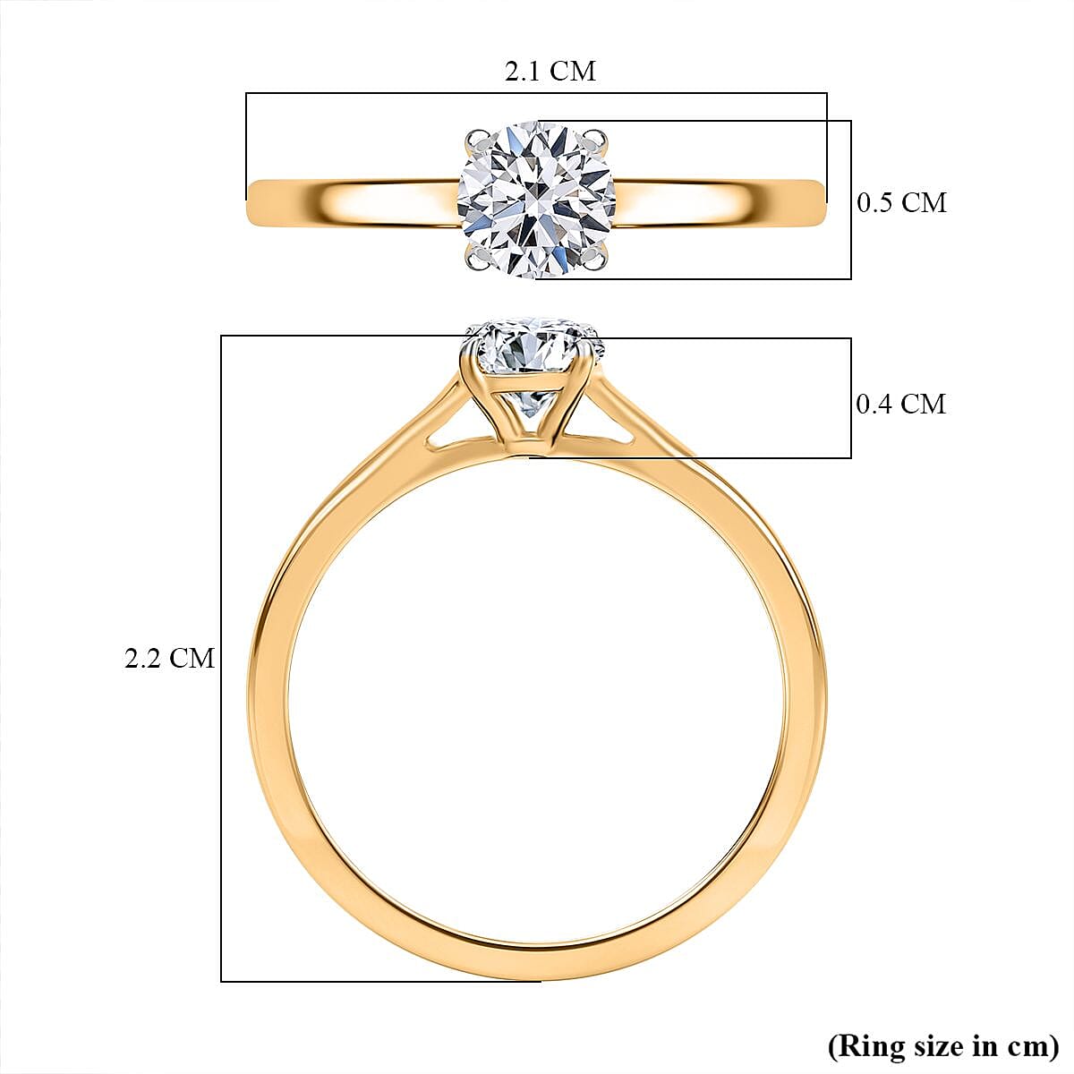 Luxuriant Lab Grown Diamond (SI-GH) Solitaire Ring in 18K Vermeil Yellow Gold Plated Sterling Silver 1.00 Ct.