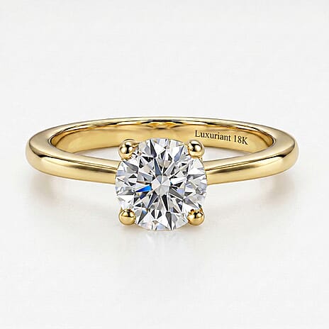 Luxuriant Lab Grown Diamond (SI-GH) Solitaire Ring in 18K Vermeil Yellow Gold Plated Sterling Silver 1.00 Ct.