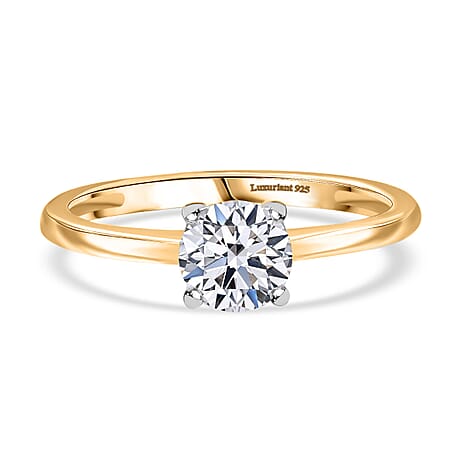 Luxuriant Lab Grown Diamond (SI-GH) Solitaire Ring in 18K Vermeil Yellow Gold Plated Sterling Silver 1.00 Ct.