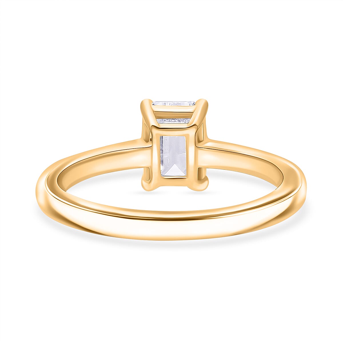 Luxuriant Lab Grown Diamond (SI-GH) Emerald Cut Ring in 18K Vermeil Yellow Gold Plated Sterling Silver 1.00 Ct.