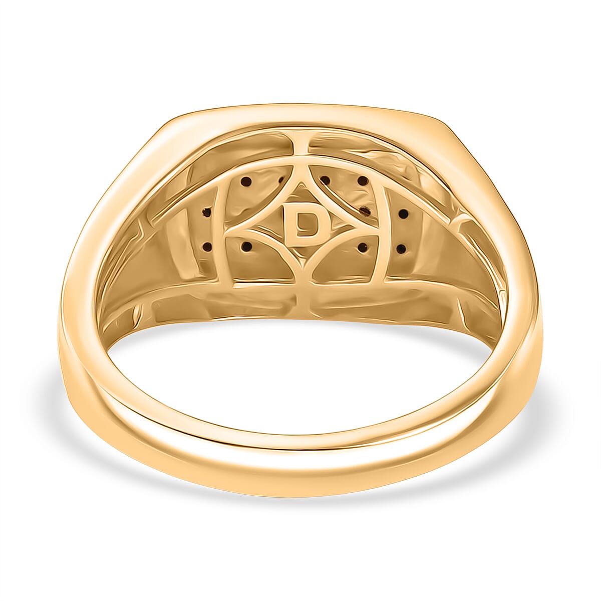 D'Joy Black Diamond Halo Ring in 18K YG VermeilSterling Silver, Silver Wt.6.2 Gms  0.120  Ct.