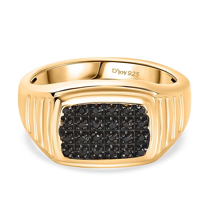 D'Joy Black Diamond Cluster Ring in 18K Vermeil Yellow Gold Plated Sterling Silver