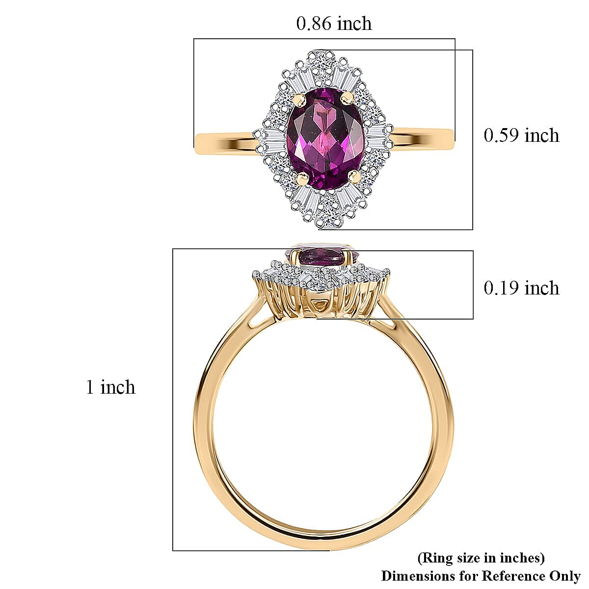 Luxuriant 10K Yellow Gold AAA Radiant Ember Garnet, Lab Grown Diamond GH, SI Main Stone With Side Stone Ring, Gold Wt.2.43 Gms  1.827  Ct.