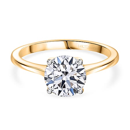 LUXURIANT 2 Ct. Lab Grown Diamond Round-Cut Solitaire Ring in 14K Yellow Gold SGL Certified (VS-EF)