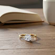 LUXURIANT 2 Ct. Lab Grown Diamond Round-Cut Solitaire Ring in 14K Yellow Gold SGL Certified (VS-EF)