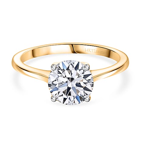 Luxuriant 14K Yellow Gold SGL Certified Round Cut Lab Grown Diamond (VS-EF) Ring 2.00 Ct.
