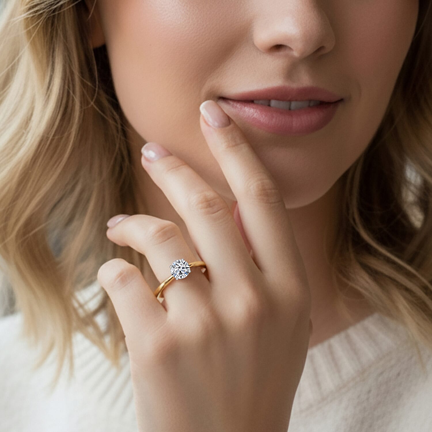 Luxuriant 14K Yellow Gold SGL Certified Round Cut Lab Grown Diamond (VS-EF) Ring 2.00 Ct.