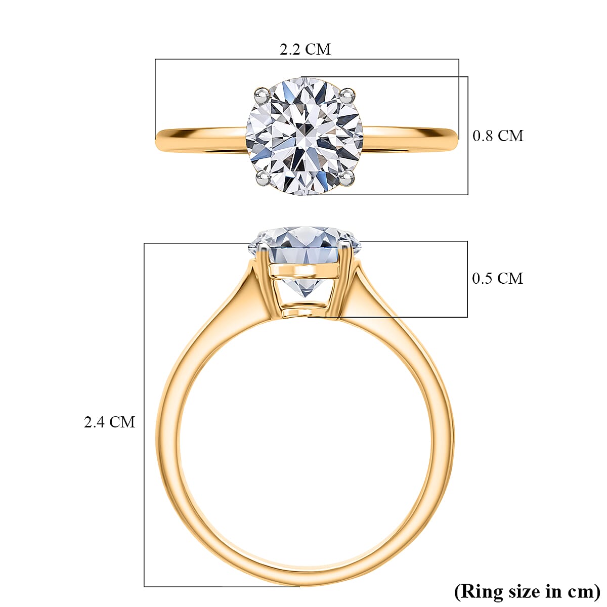 Luxuriant 14K Yellow Gold SGL Certified Round Cut Lab Grown Diamond (VS-EF) Ring 2.00 Ct.