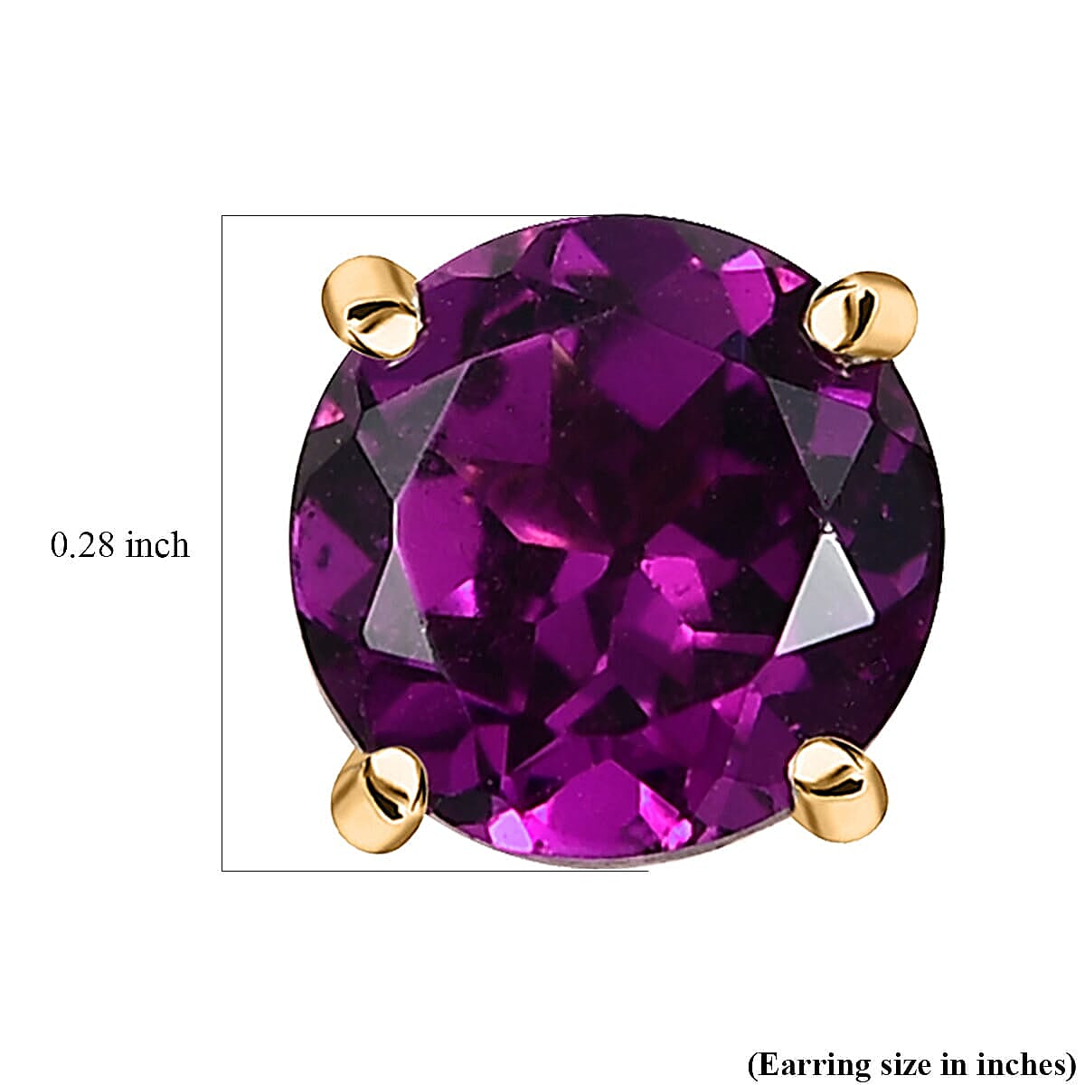 9K Yellow Gold AA Radiant Ember Garnet Solitaire Stud Push Post Earring 2.03 Ct.