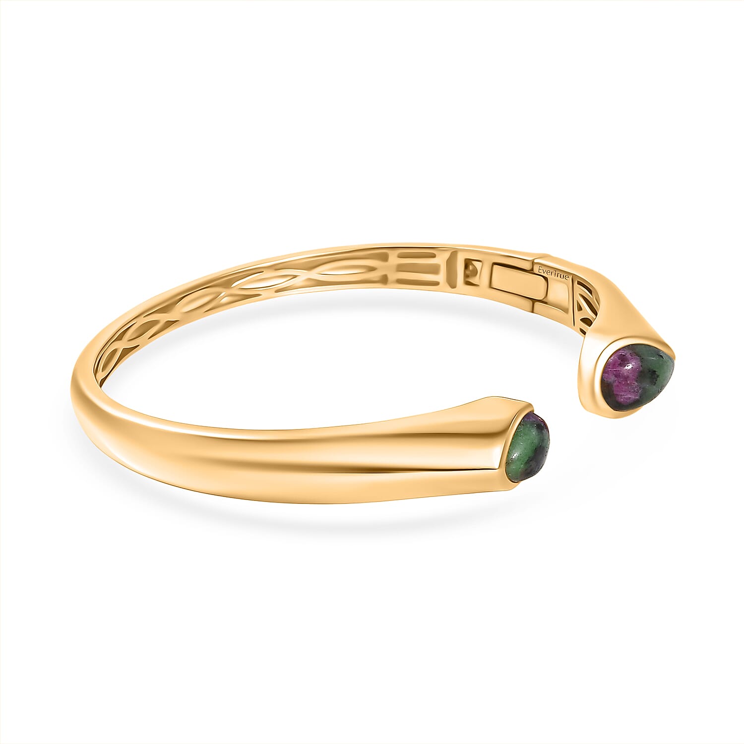 EverTrue Natural Ruby Zoisite Full Bangle (Size 7.5) in Yellow Gold Plated 8.65 Ct.