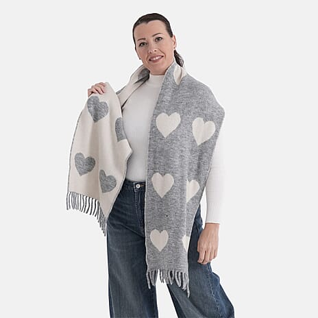 Styled By Acrylic Patterned Scarf (Size - One Size) - Grey - White