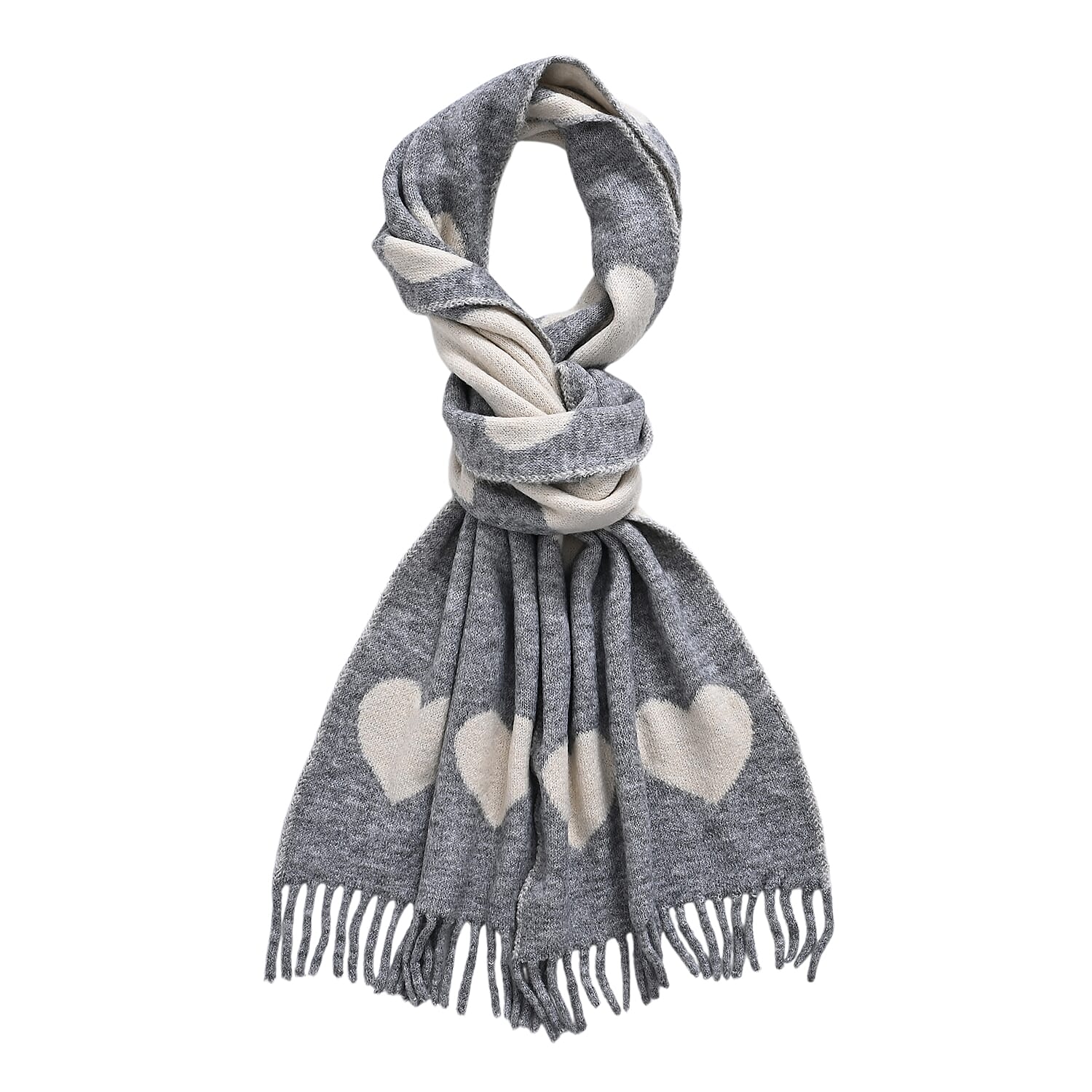 Styled By Acrylic Patterned Scarf (Size - One Size) - Grey - White