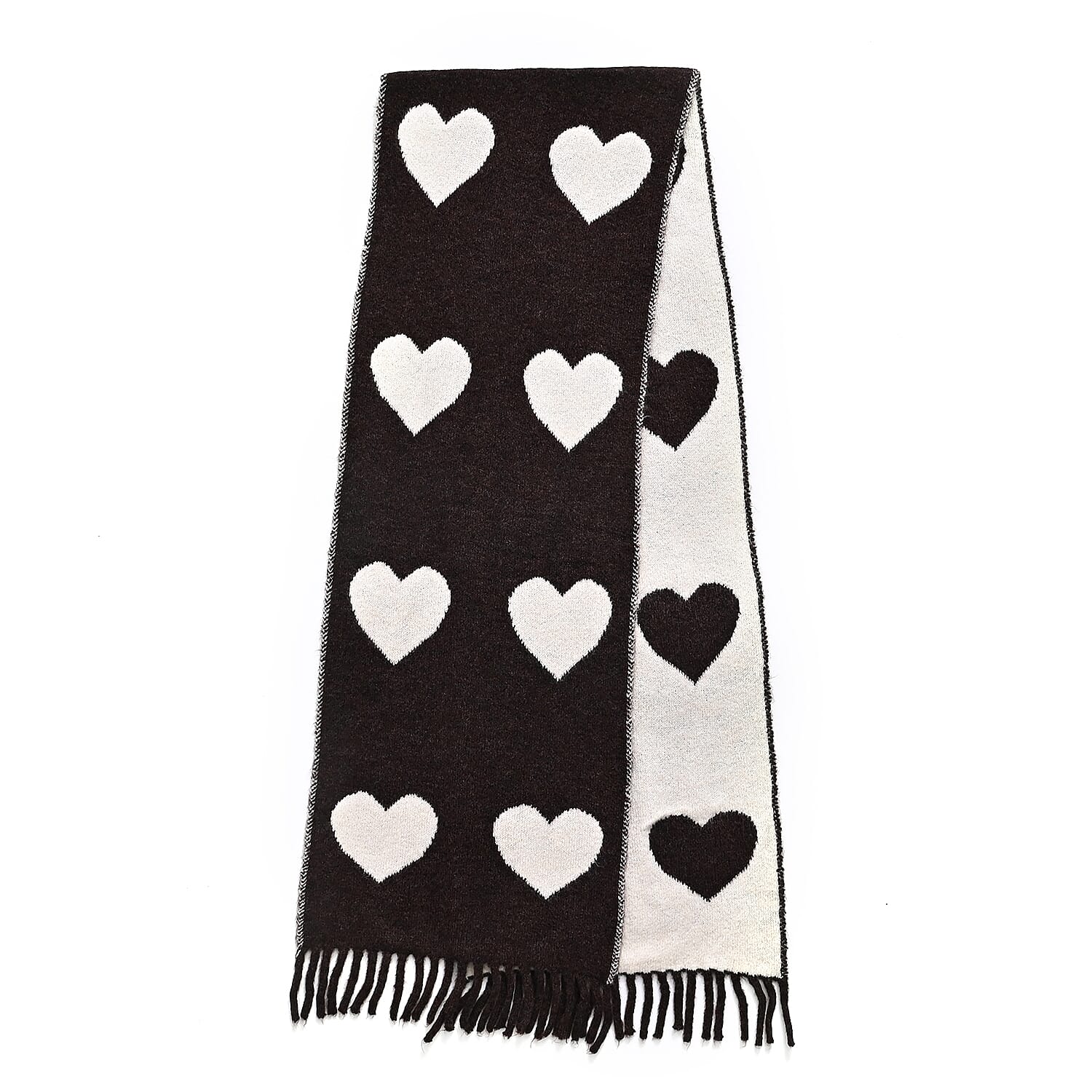 Styled By Acrylic Patterned Scarf (Size - One Size) - Brown - White